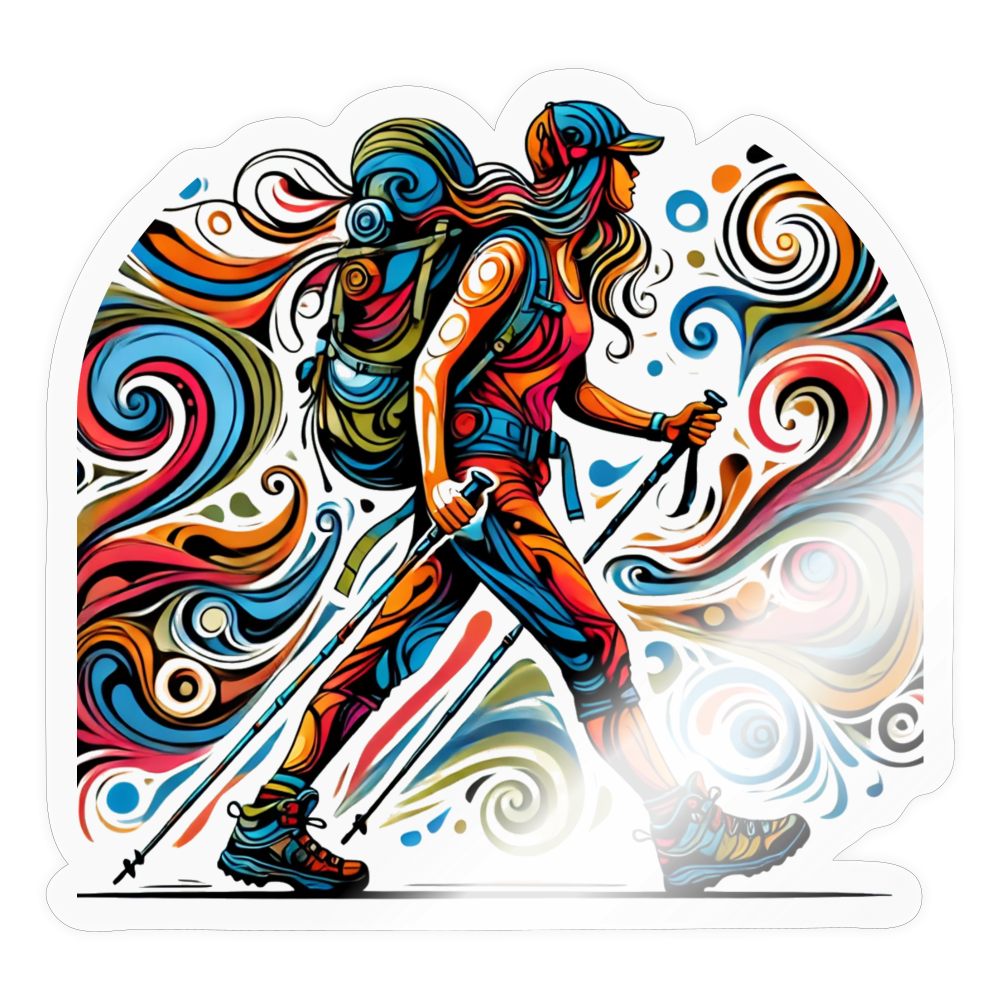 Psychedelic Female Hiker - Decal - transparent glossy